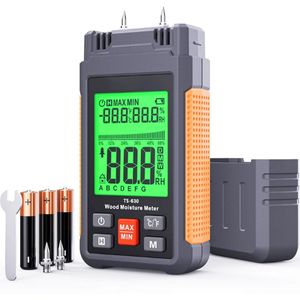 TS-630 Vochtigheidsmeter – Professionele Vochtmeter Voor Muur & Hout – Groot LCD-Display & Driekleurige Achtergrondverlichting