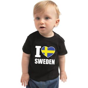 I love Sweden baby shirt zwart jongens en meisjes - Kraamcadeau - Babykleding - Zweden landen t-shirt 62