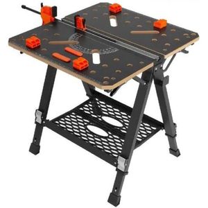 Houtbewerking - Professionele Inklapbare Werktafel - 7 werkhoogtes - Klemsysteem - Laadvermogen 454 kg - Zwart