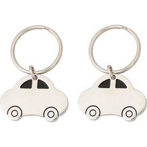 Pakket van 2x stuks sleutelhangers met auto van 4,5 cm - Rijbewijs gehaald/geslaagd/nieuwe auto cadeautjes