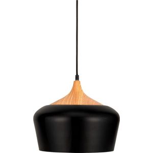 Pauleen Pure Delight Hanglamp - E27 - 40W - Ø30cm - Zwart/Houtlook