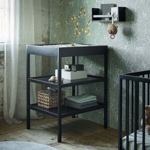 Petite Amélie ® Luiertafel - Verzorgingtafel Baby met Opstaande rand - Zwarte - H.96 x B.57 x D.74 cm