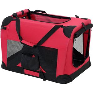 Hondenbank Luvenia - Kattenbank - Dierenbank - Reisbank - Stof en Metaal - 60x42x42 cm - Rood