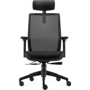 Bens 837H-Ergo-4 - Ergonomische Bureaustoel met alle instel opties incl. Hoofdsteun - GREENGUARD GOLD - Voldoet aan EN 1335 & ARBO normen - Zwart