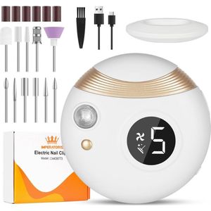 Elektrische Nagelknipper - Elektrische Nagelvijl - Automatische Nagelknipper - Nageltrimmer - Manicureset - Nagelboor - Elektrische Eeltverwijderaar - Babynagelvijl - Nagelverzorging & Trimmen - 3 Snelheidsstanden - 11 Accessoires - Wit