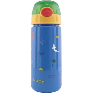 Nuby - Drinkbeker met zacht rietje en surfdesign - rietjesbeker voor kinderen - 540ml - blauw