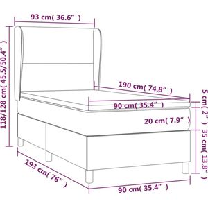 vidaXL - Boxspring - met - matras - fluweel - donkergrijsx190 - cm
