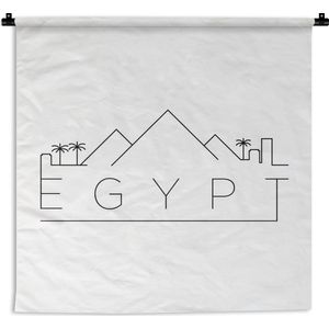 Wandkleed Wereldsteden - Skyline Egypte zwart op wit Wandkleed katoen 150x150 cm - Wandtapijt met foto