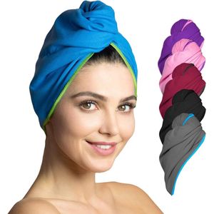 Haarhanddoek microvezel - absorberend en sneldrogend - Speciale tulband handdoek en haarhanddoek (Blauw-Groen)