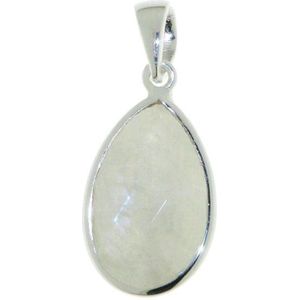 SilverGems Zilveren hanger met druppelvormige facet geslepen Regenboog Maansteen edelsteen