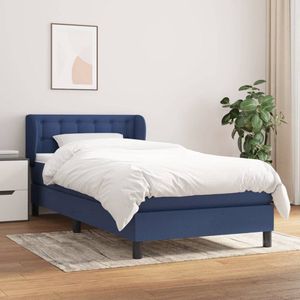 The Living Store Boxspring met matras stof blauw 100x200 cm - Boxspring - Boxsprings - Bed - Slaapmeubel - Boxspringbed - Boxspring Bed - Tweepersoonsbed - Bed Met Matras - Bedframe - Ledikant - Bedden