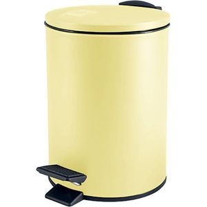 Spirella Pedaalemmer Cannes - geel - 5 liter - metaal - L20 x H27 cm - soft-close - toilet/badkamer