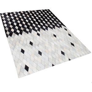 MALDAN - Patchwork vloerkleed - Zwart - 160 x 230 cm - Koeienhuid leer