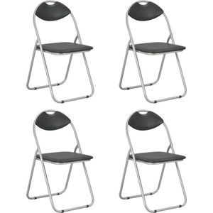 vidaXL - Eetkamerstoelen - inklapbaar - 4 - st - kunstleer - zwart
