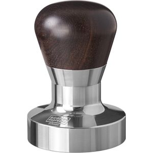 scarlet espresso | Tamper ""Passion"" voor barista; met ergonomische PVC of kostbaar houten handvat naar keuze en precisie roestvrijstalen basis.