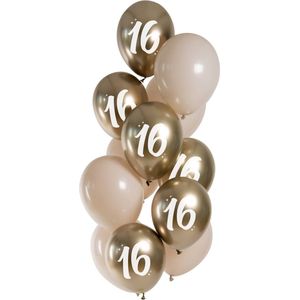 Folat - Golden Latte 16 jaar ballonnen (12 stuks)