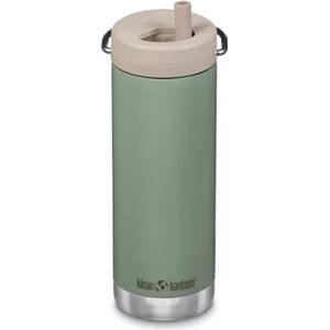 Klean Kanteen RVS Thermosfles - TK Wide With Twist Cap (473ml) - Sea Spray - Straw Cap