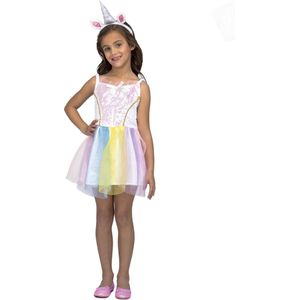 VIVING COSTUMES / JUINSA - Eenhoorn regenboog jurk voor meisjes - 98/116 (3-6 jaar)