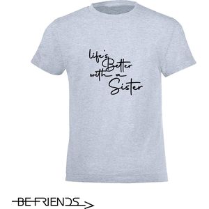 Be Friends T-Shirt - Life's better with a sister - Kinderen - Licht blauw - Maat 2 jaar