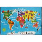 Relaxdays speelkleed wereldkaart - 150 x 100 cm - speeltapijt - speelmat - kinderkamer