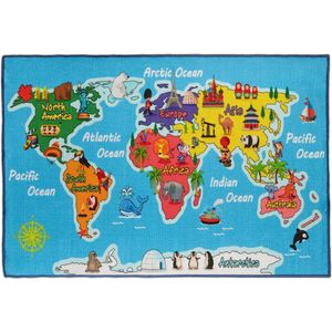 Relaxdays speelkleed wereldkaart - 150 x 100 cm - speeltapijt - speelmat - kinderkamer