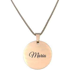Ketting RVS Met Naam Gravering - Maria - Rosegoud - Rond