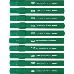 DULA Permanent marker groen - Permanente stift - 1 - 1.5 mm ronde punt markers - 10 stuks groene stiften permanent