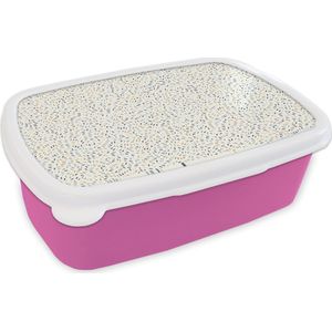 Broodtrommel Roze - Lunchbox - Brooddoos - Patronen - Confetti - Pastel - 18x12x6 cm - Kinderen - Meisje