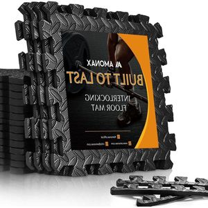 Eva-Schuimmatten Puzzelmatten Voor Kinderen Speelvloermatten Voor Zwembad Oefening In Elkaar Grijpende Vloermatten Garagevloertegels 30X30cm Zwart 18 stuks 167 m²