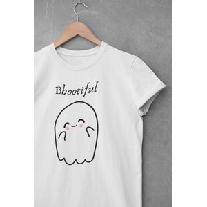 Shirt - Bbootiful - Wurban Wear | Grappig shirt | Leuk cadeau | Unisex tshirt | Halloween kleding | Halloween shirt | Halloween queen | Pompoen shirt | trick or treat | Wit