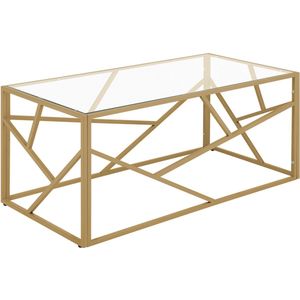 Salontafel - Goud - Glas - Rechthoekig - Gepoedercoat