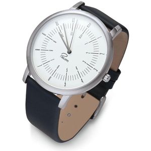 Philippi Design Horloge Heren - TEMPUS MW1 - Ø 45mm - RVS - Leer - Zwart