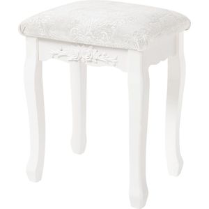 Kamyra® Make Up Kruk voor Kaptafel - Stoel, Krukje, Zitkruk - Stevig, Stijlvol - MDF/Kunststof - 37x29x48 - Wit