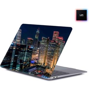 Laptophoes - Geschikt voor MacBook Pro M1 Hoes Case - 13 inch - A2338 (2020) - Stad Nacht