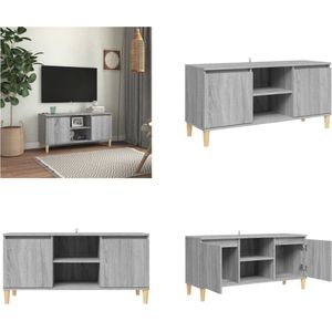 vidaXL Tv-meubel met houten poten 103-5x35x50 cm grijs sonoma eiken - Tv-meubel - Tv-meubelen - Stereokast - Televisiemeubel