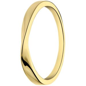 Lucardi Dames Zilveren goldplated ring twist - Ring - 925 Zilver - Goudkleurig - 17 / 54 mm