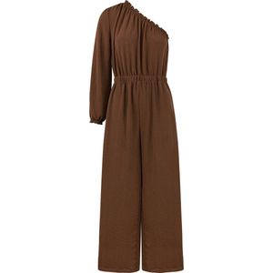 Jumpsuit één schouder - nieuwe collectie - lente/zomer - dames - bruin - maat L