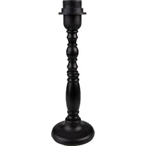 HAES DECO - Lampenvoet - Formaat Ø 10x30 cm, kleur Zwart, gemaakt van Hout voor Fitting E27/max 1x60W - Lampvoet, Tafellamp