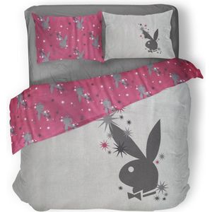 Playboy Sparkling Dekbedovertrek - Lits Jumeaux - 240x200/220 cm - Grey Pink