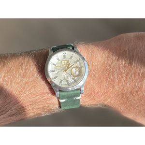 18mm Premium vintage leather watch strap Green / Vintage leer/ horloge band Groen met quick release trekker