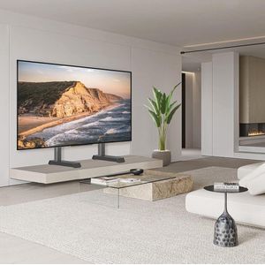 Universele Tafelblad TV-standaard poten voor 55-90 inch LCD/LED/OLED/Plasma Flat & Curved Screen TV Hoogteverstelling TV-montagestandaard met kabelbeheer, geschikt voor maximaal 68 KG en Max VESA 800x400 mm