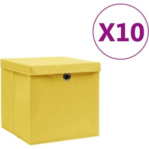vidaXL-Opbergboxen-met-deksel-10-st-28x28x28-cm-geel