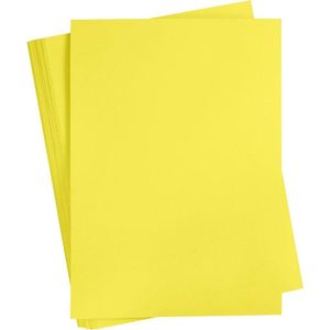 Karton - Hobbykarton - Geel - Sun Yellow - DIY - Knutselen - A4 - 21x29,7cm - 180 grams - Creotime - 100 vellen