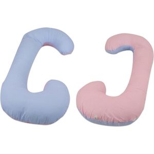 Body pillow - 240 cm - 100% katoen - roze en blauw geruit