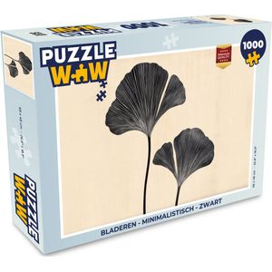 Puzzel Bladeren - Minimalistisch - Zwart - Legpuzzel - Puzzel 1000 stukjes volwassenen