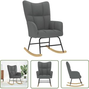 vidaXL Lounge Stoel - Schommelstoel - Schommelstoel stof donkergrijs - Relaxfauteuil - Donkere Grijze Stoel - Velours Stoel