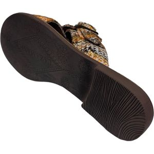 Lazamani Mia Raffia Dames Slippers Beige Maat 38