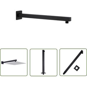The Living Store Douchearm vierkant 40 cm roestvrij staal 201 zwart - Douchearm - Doucheslang - Douche Accessoires - Roestvrijstaal - Zwarte Douchearm