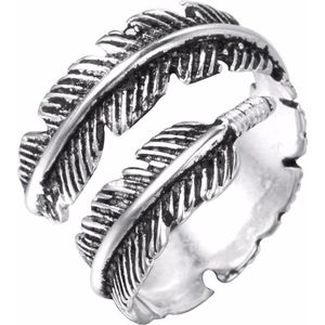 24/7 Jewelry Collection Veer - Blad Ring Verstelbaar - Verstelbare Ring - Zilverkleurig