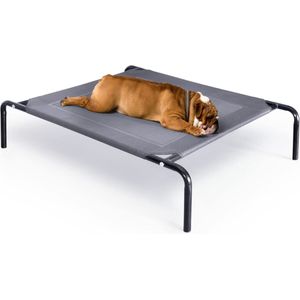 JAXY Hondenstretcher - Hondenbed Verhoogd - Hondenbank - Honden Ligbed - Hondenstretchers - Hondenbed Op Pootjes - Draagbaar - 90 x 60 x 16,5 cm - M - Grijs